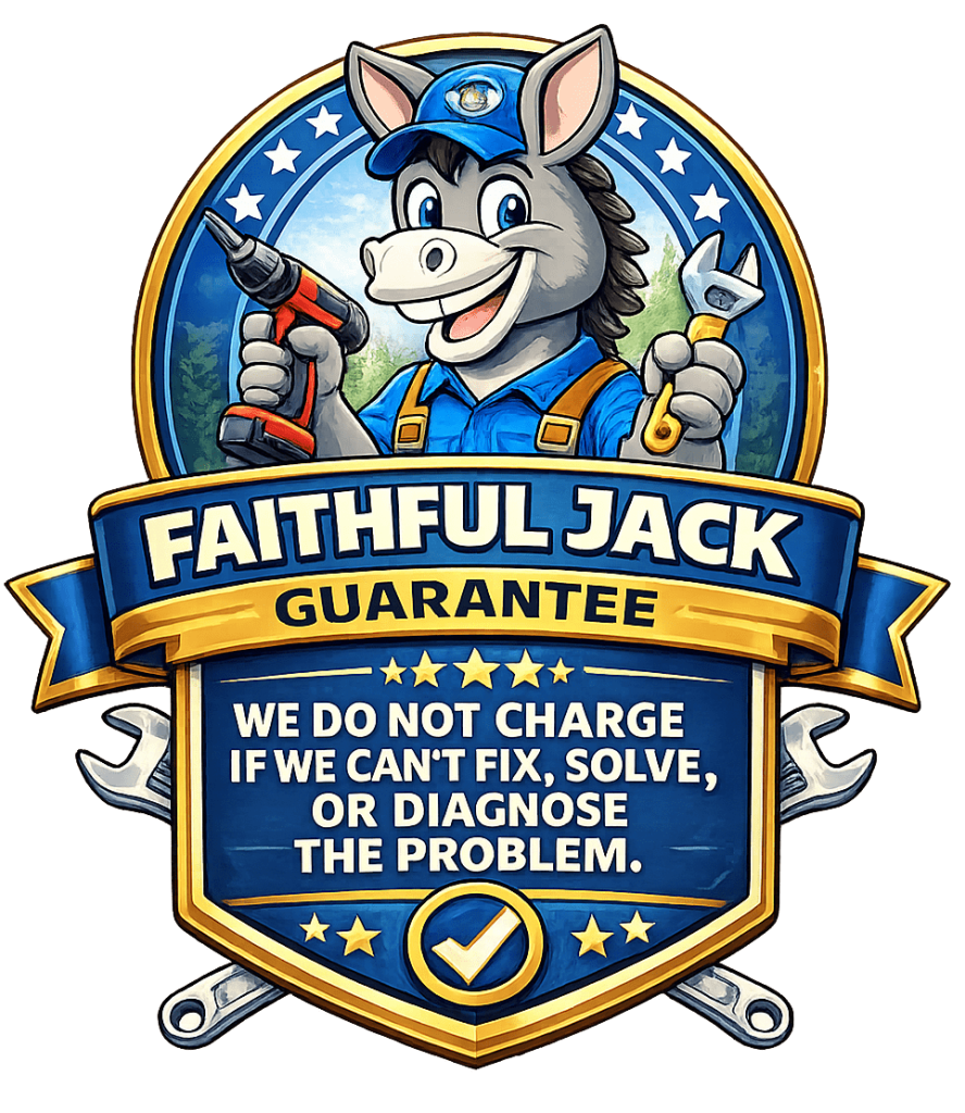 faithful jack guarantee. If we can fix the problem, there is no charge. Exclusions apply